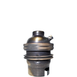 Lampholder B22 Antique Brass with Shade Ring 10mm Threaded Entry