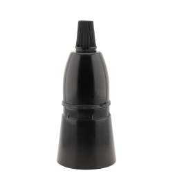 Lampholder B22 Black With Shade Skirt and Nylon Cord Grip