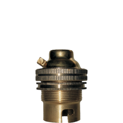 Lampholder B22 Polished Brass with Shade Ring, 10mm Threaded Entry