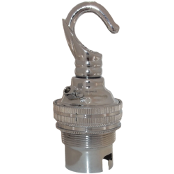 Lampholder B22 Silver Nickel with Shade Ring, Chain Hook