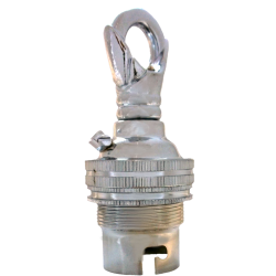 Lampholder B22 Silver Nickel with Shade Ring, Chain Loop