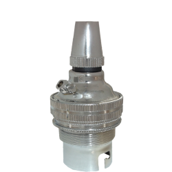 Lampholder B22 Silver Nickel with Shade Ring, Metal Cord Grip
