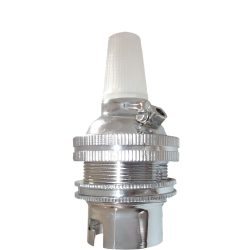 Plain Skirt B22 Lampholder in Silver Nickel Finish with Nylon Cord Grip BC-B22d-Bayonet Cap