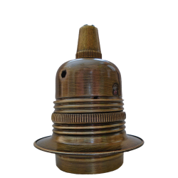 Lampholder E27 Antique Brass Finish with Shade Ring and Metal Cord Grip