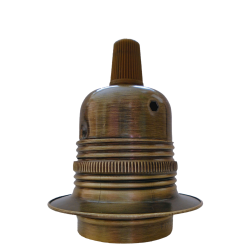 Lampholder E27 Antique Brass Finish with Shade Ring and Nylon Cord Grip