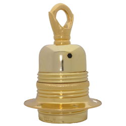 Lampholder E27 Polished Brass Finish with Shade Ring and Metal Loop