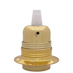 Lampholder E27 Polished Brass Finish with Shade Ring and Nylon Cord Grip