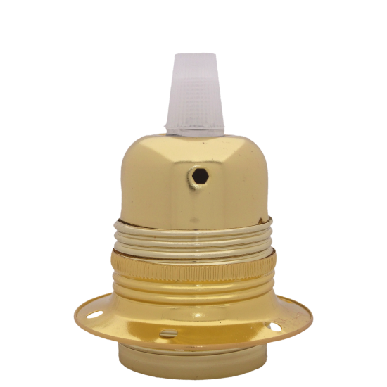 Lampholder E27 Polished Brass Finish with Shade Ring and Nylon Cord Grip