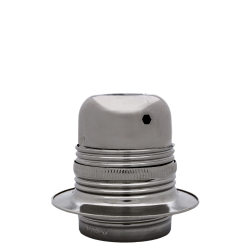 Lampholder E27 Silver Nickel Finish with Shade Ring and 10mm Threaded Entry