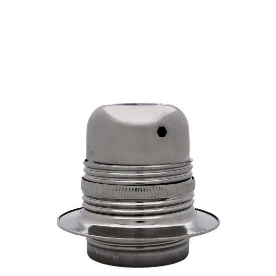 Lampholder E27 Silver Nickel Finish with Shade Ring and 10mm Threaded Entry