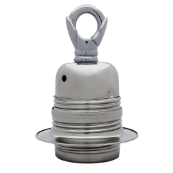 Lampholder E27 Silver Nickel Finish with Shade Ring and Metal Loop