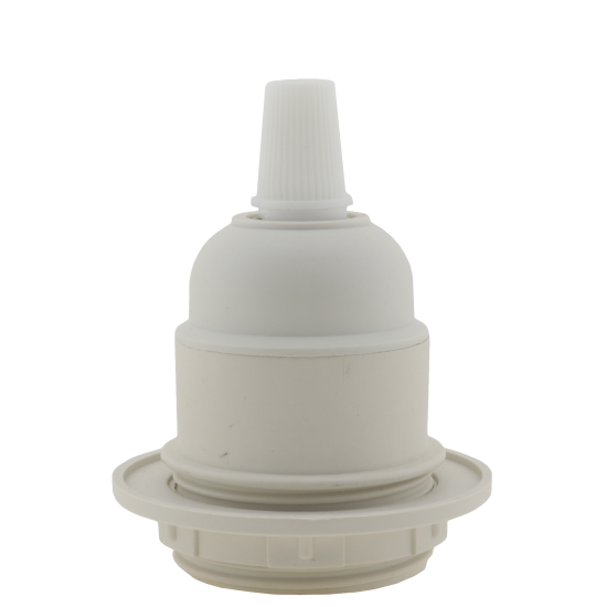 Lampholder E27 Off-White Thermoset Plastic with Shade Ring, Nylon Cord Grip