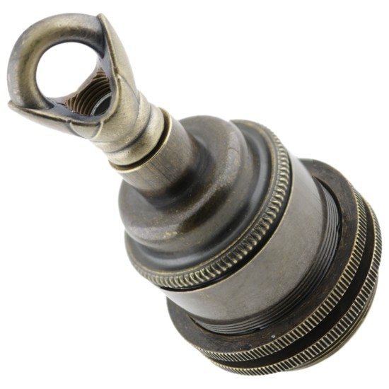 Lampholder E27 Antique Brass Finish with Dual Shade Ring and Chain Loop