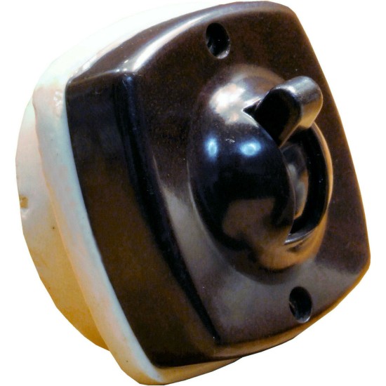 Britmac Vintage Brown and White Bakelite Toggle Light Switch 2Way 1Gang Recessed