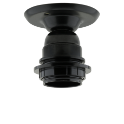 E27 Batten Lampholder in Black Bakelite