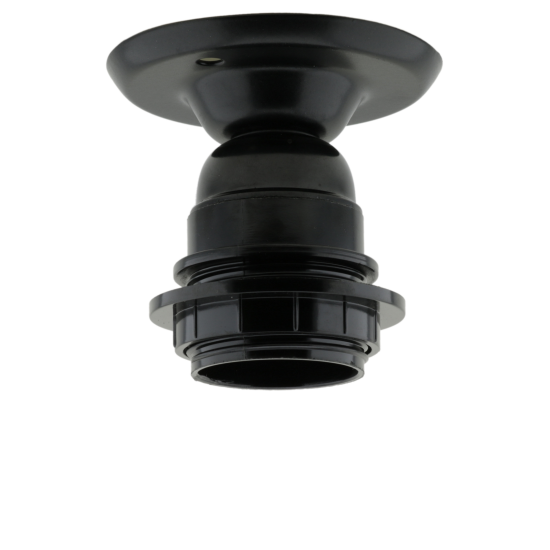 E27 Batten Lampholder in Black Bakelite