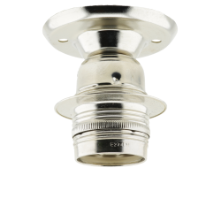 E27 Batten Lampholder in Silver Nickel Finish