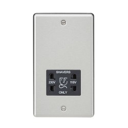 Brushed Chrome 115/230V Dual Voltage Shaver Socket 