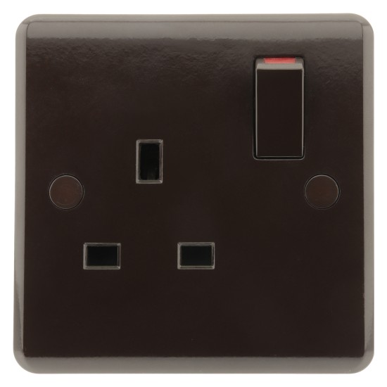 Dark Brown Single Switched Socket -13Amp-240V