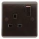 Dark Brown Single Switched Socket -13Amp-240V