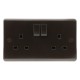 Dark Brown Switched Double Plug Socket -13A-2-Gang-SP 