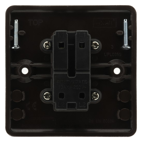 Dark Brown Wall Switch -Intermediate-4 Way-1 Gang-10 Amp