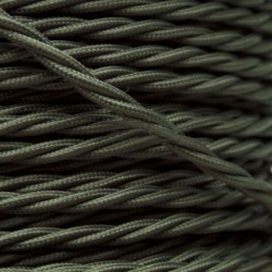 Cloth Braided Twisted Wire UK Made 3Core 3Amp in Khaki Green