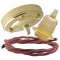 Large Brass Ceiling Pendant Kit and E27 Lampholder with Dusky Pink Flex