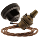 Brown Bakelite Ceiling Pendant Kit with B22 Antique Brass Lampholder and Bronze Flex
