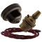 Brown Bakelite Ceiling Pendant Kit with B22 Antique Brass Lampholder and Rich Burgundy Flex
