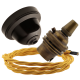 Brown Bakelite Ceiling Pendant Kit with B22 Antique Brass Lampholder and Gold Flex