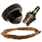 Brown Bakelite Ceiling Pendant Kit with B22 Brass Lampholder and Antique Gold Flex