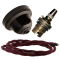 Brown Bakelite Ceiling Pendant Kit with B22 Brass Lampholder and Rich Burgundy Flex