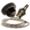 Brown Bakelite Ceiling Pendant Kit with B22 Brass Lampholder and Linen Flex