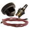 Brown Bakelite Ceiling Pendant Kit with B22 Brass Lampholder and Dusky Pink Flex