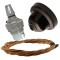 Brown Bakelite Ceiling Pendant Kit with B22 Silver Nickel Lampholder and Black Flex