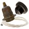 Pendant Kit with Brown Bakelite Ceiling cup E27 Antique Brass Finish Lampholder and Classic Ivory Flex