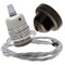 Pendant Kit with Brown Bakelite Ceiling cup E27 Silver Nickel Finish Lampholder and Silver Flex