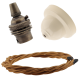 Ivory Bakelite Ceiling Pendant Kit with B22 Antique Brass Lampholder and Antique Gold Flex