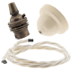 Ivory Bakelite Ceiling Pendant Kit with B22 Antique Brass Lampholder and Classic Ivory Flex