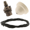 Ivory Bakelite Ceiling Pendant Kit with B22 Antique Brass Lampholder and Khaki Green Flex