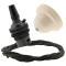 Ivory Bakelite Ceiling Pendant Kit with B22 Dark Bronze Finish Lampholder and Khaki Green Flex