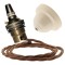 Ivory Bakelite Ceiling Pendant Kit with B22 Brass Finish Lampholder and Bronze Flex