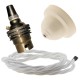 Ivory Bakelite Ceiling Pendant Kit with B22 Brass Finish Lampholder and White Flex