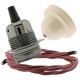 Pendant Kit with Ivory Bakelite Ceiling cup E27 Dark Bronze Lampholder and Dusky Pink Flex