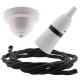 White Bakelite Ceiling Pendant Kit with B22 White Bakelite Lampholder and Black Flex
