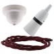 White Bakelite Ceiling Pendant Kit with B22 White Bakelite Lampholder and Rich Burgundy Flex