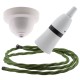 White Bakelite Ceiling Pendant Kit with B22 White Bakelite Lampholder and Green Flex