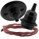 Matte Black Ceiling Pendant Kit and E27 Bakelite Lampholder with Dusky Pink Flex