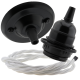 Matt Black Ceiling Pendant Kit and E27 Bakelite Lampholder with White Flex